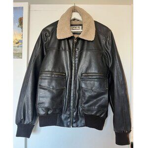 Levi's 1990s Vintage Brown Faux Leather Bomber Jacket